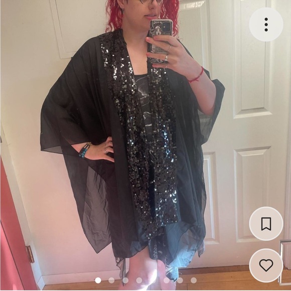 Marc Jacobs black sequin and chiffon kimono inspired cocoon overlay - Picture 2 of 8